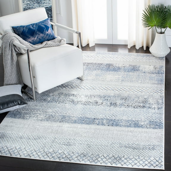 SAFAVIEH Amelia Manuel Geometric Area Rug, Gray/Light Blue, 5'3" x 7'6"