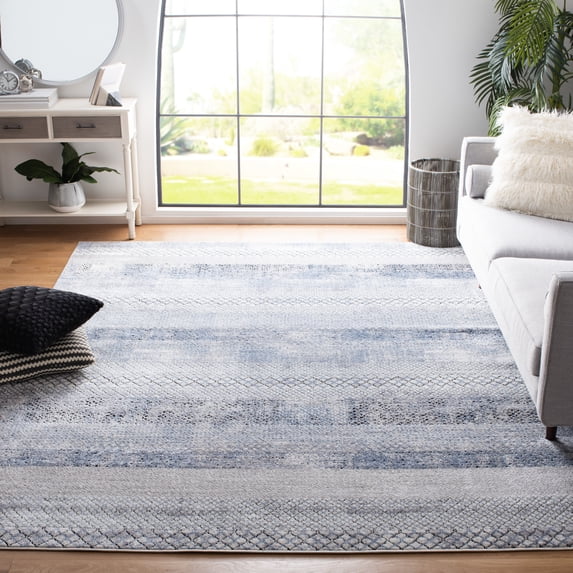 SAFAVIEH Amelia Manuel Geometric Area Rug, Gray/Light Blue, 10' x 14'