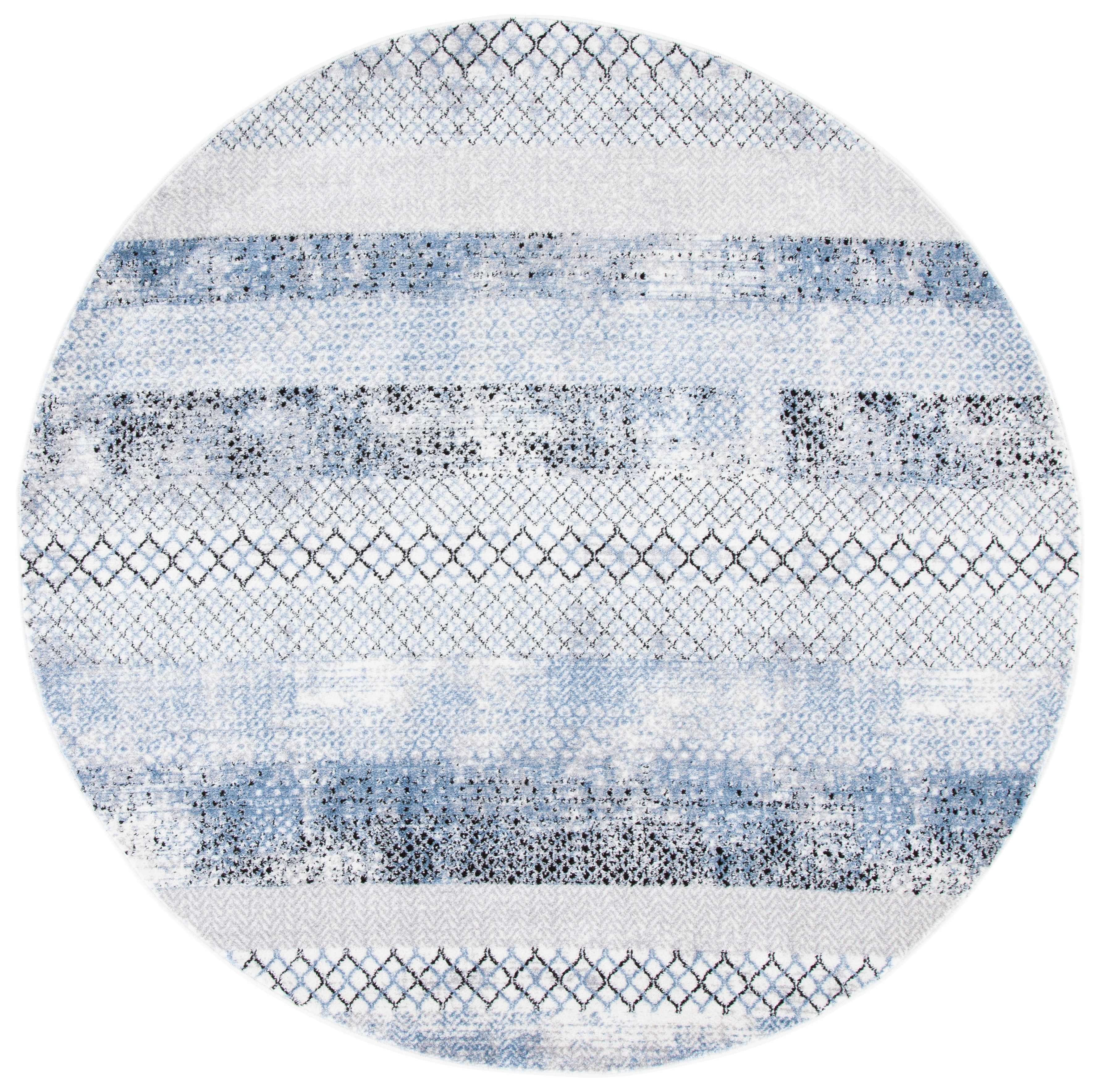 Amelia Round 9' Grey and Light Blue Wool Area Rug