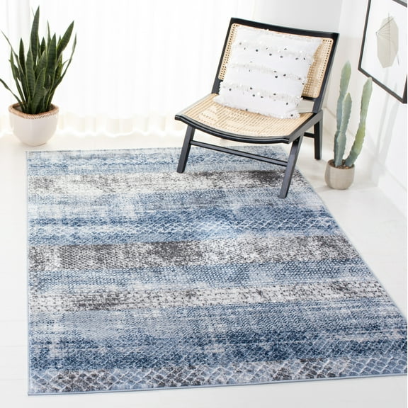 SAFAVIEH Amelia Manuel Geometric Area Rug, Navy/Gray, 8' x 10'