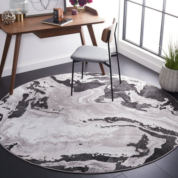 SAFAVIEH Amelia Morven Abstract Area Rug, Charcoal/Gray, 6'7" x 6'7" Round