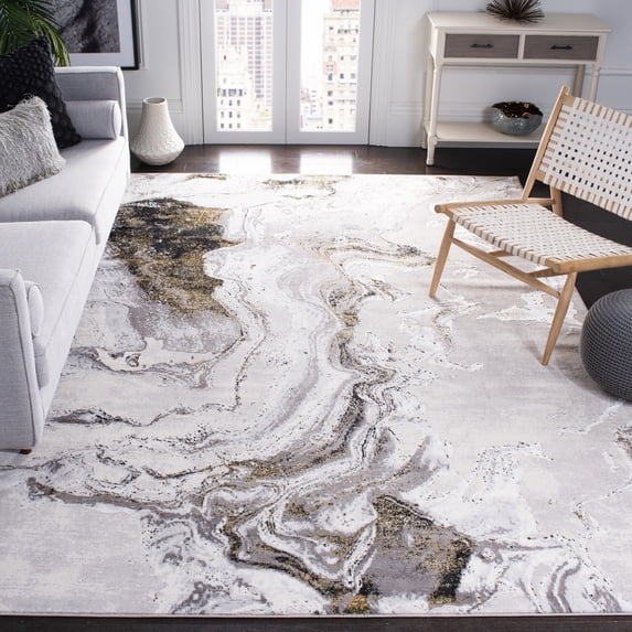 SAFAVIEH Amelia Morven Abstract Area Rug, Gray/Gold, 8' x 10'