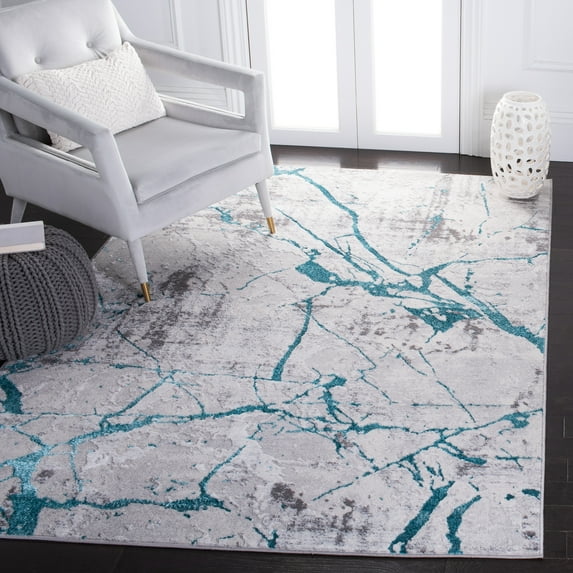 SAFAVIEH Amelia Pemala Abstract Area Rug, Gray/Aqua, 4'5" x 6'5"