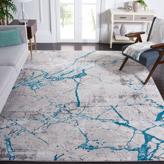 SAFAVIEH Amelia Pemala Abstract Area Rug, Gray/Aqua, 9' x 12'