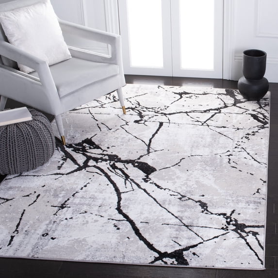 SAFAVIEH Amelia Pemala Abstract Area Rug, Gray/Black, 5' x 5' Square