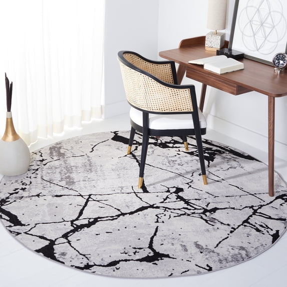 SAFAVIEH Amelia Pemala Abstract Area Rug, Gray/Black, 6'7" x 6'7" Round