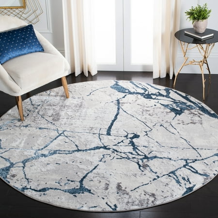 SAFAVIEH Amelia Pemala Abstract Area Rug, Gray/Blue, 3' x 3' Round