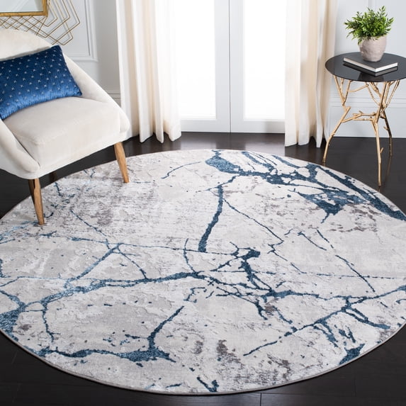 SAFAVIEH Amelia Pemala Abstract Area Rug, Gray/Blue, 5' x 5' Round