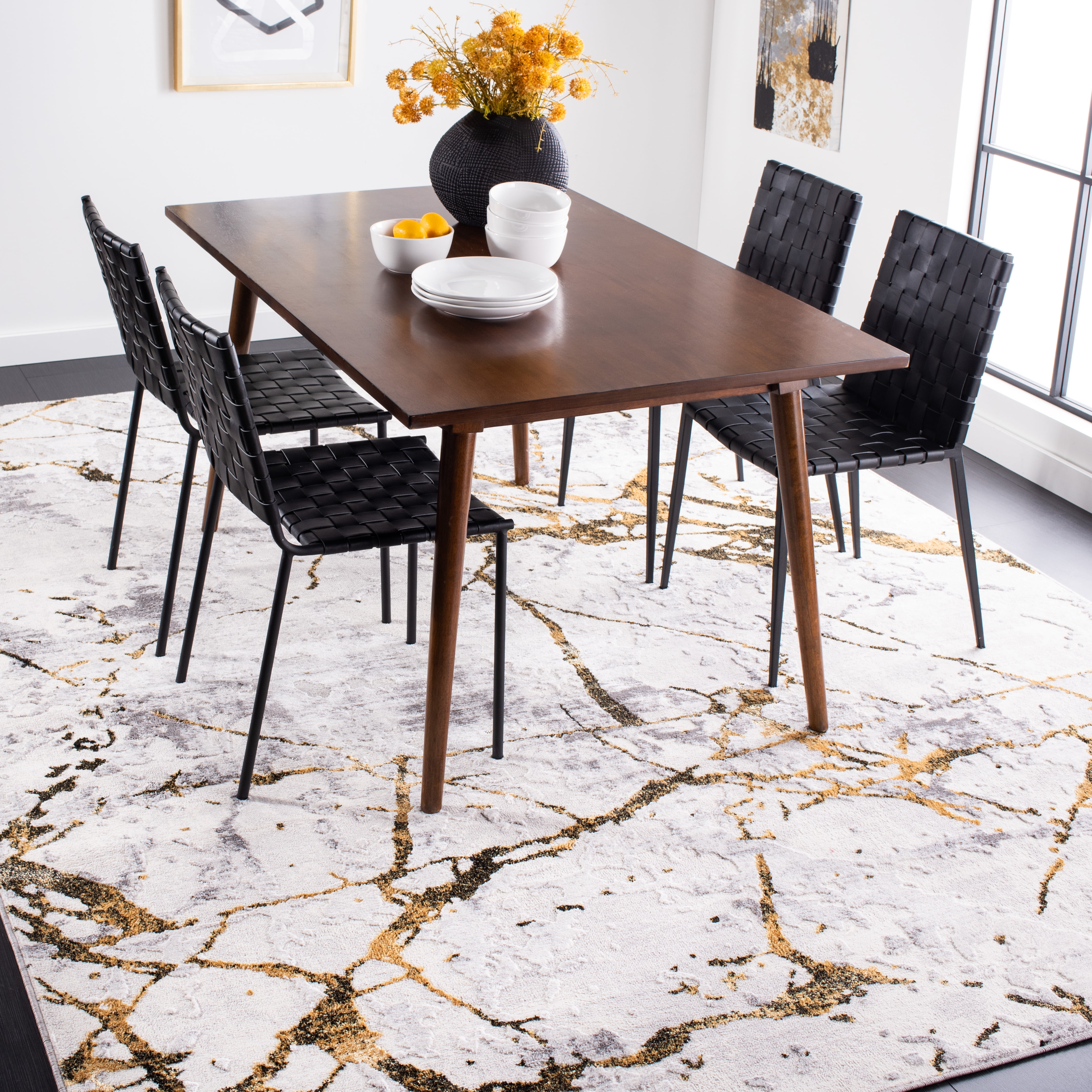 SAFAVIEH Amelia Pemala Abstract Area Rug, Gray/Gold, 12' x 12' Square