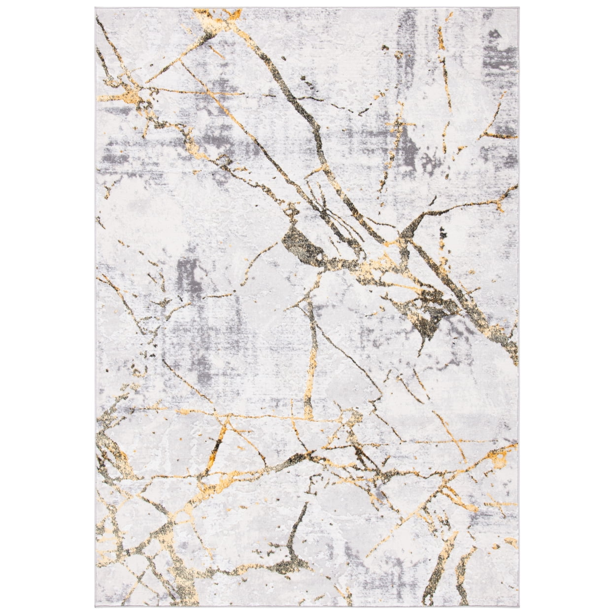 Elysian Gray Abstract Hand-Knotted 5'5" x 7'7" Synthetic Rug