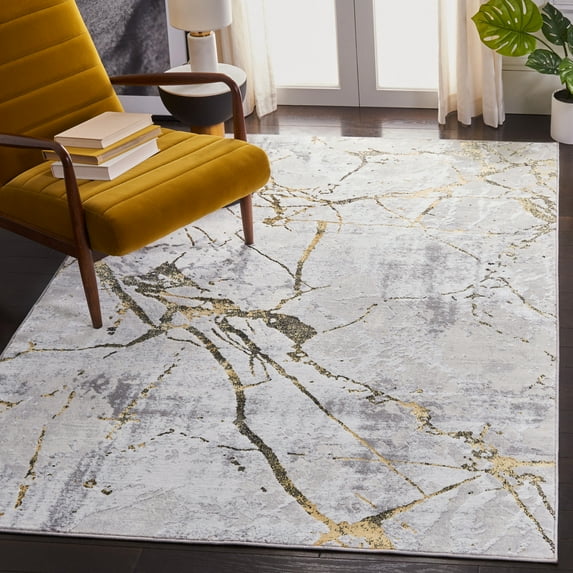 SAFAVIEH Amelia Pemala Abstract Area Rug, Gray/Gold, 6' x 9'