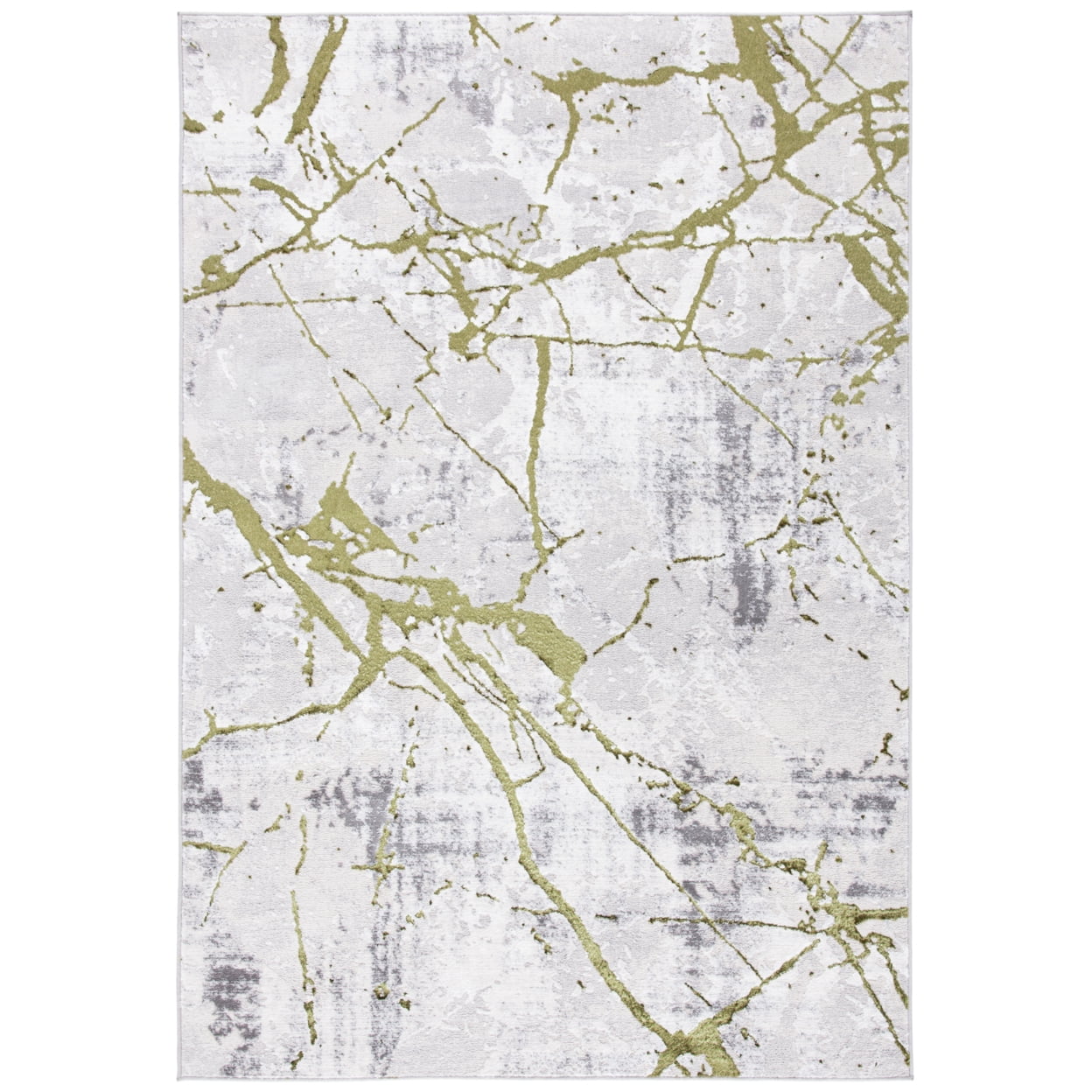 Amelia 9' x 12' Grey and Green Abstract Synthetic Area Rug