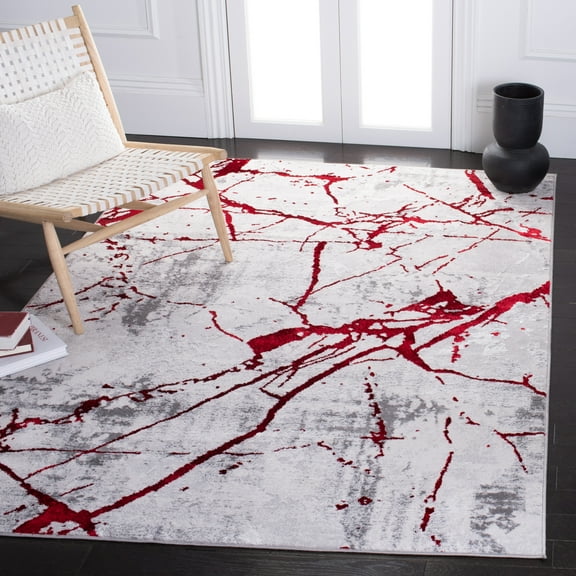 SAFAVIEH Amelia Pemala Abstract Area Rug, Gray/Red, 4'5" x 6'5"