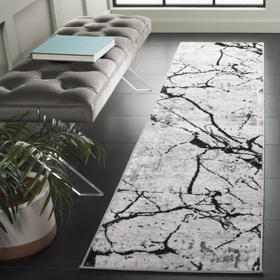 SAFAVIEH Amelia Pemala Abstract Runner Rug, Gray/Black, 2' x 14'