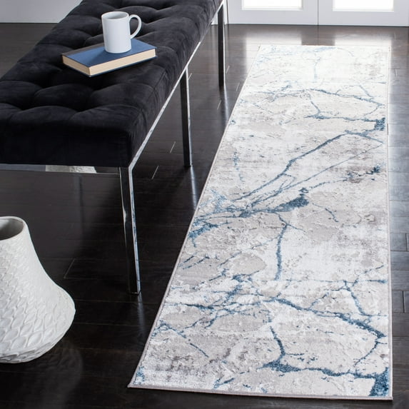 SAFAVIEH Amelia Pemala Abstract Runner Rug, Gray/Blue, 2' x 12'