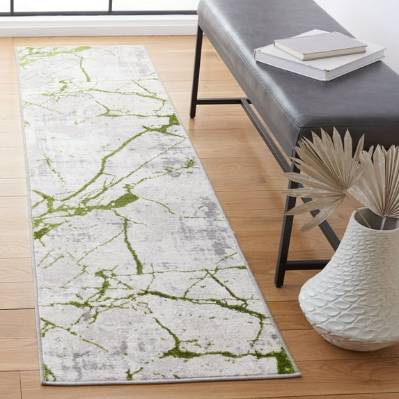 SAFAVIEH Amelia Pemala Abstract Runner Rug, Gray/Green, 2' x 6'