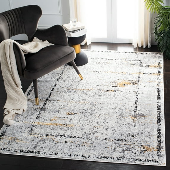 SAFAVIEH Amelia Romeo Abstract Area Rug, Gray/Gold, 6'7" x 6'7" Square