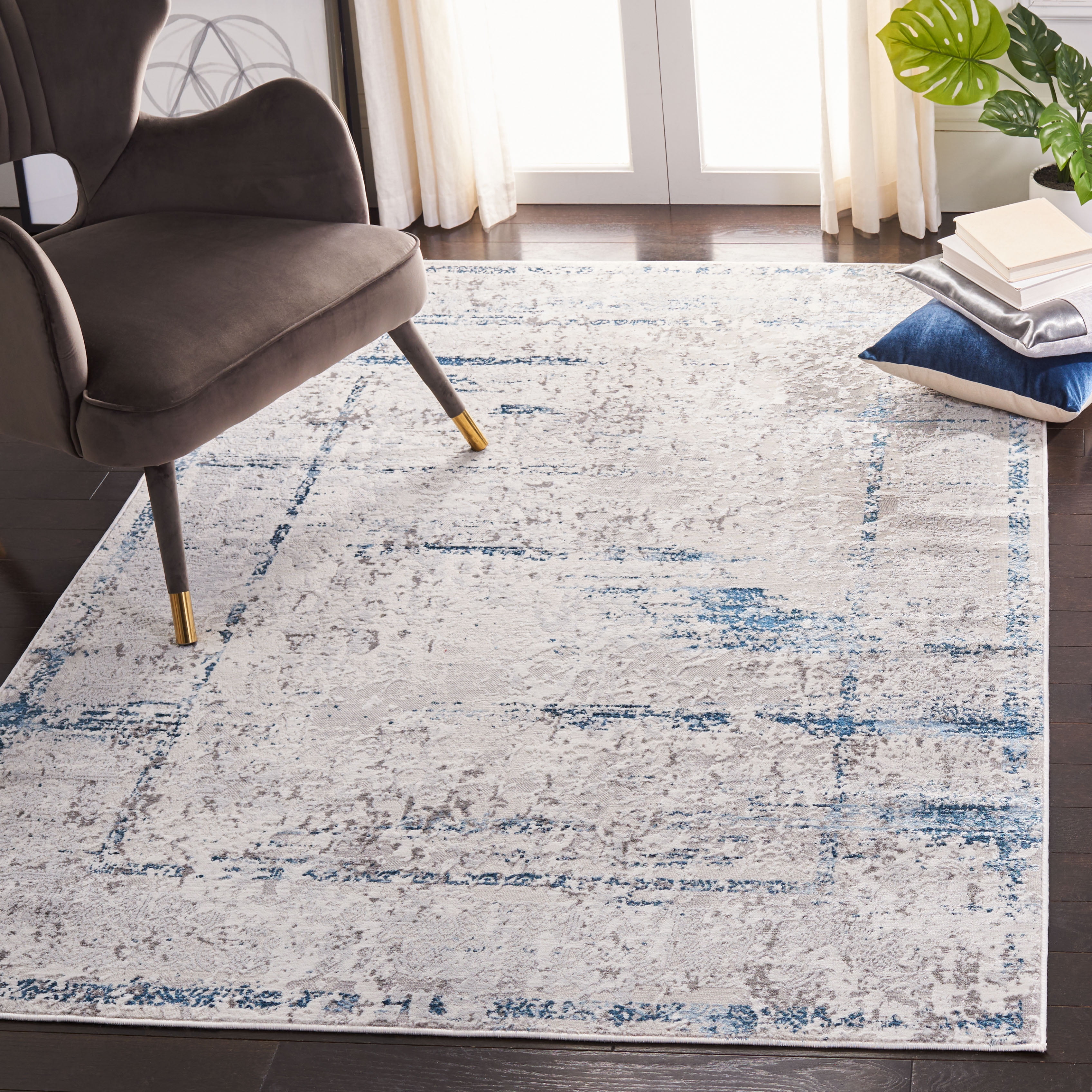 SAFAVIEH Amelia Romeo Abstract Area Rug, Gray/Blue, 4'5" x 6'5"