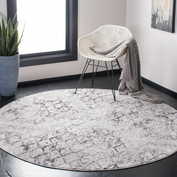 SAFAVIEH Amelia Roslyn Abstract Area Rug, Gray/Light Gray, 3' x 3' Round