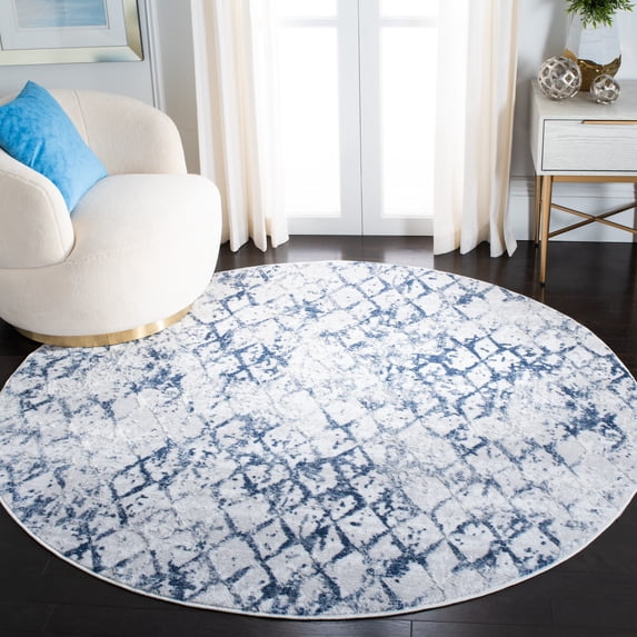 SAFAVIEH Amelia Roslyn Abstract Area Rug, Gray/Navy, 3' x 3' Round