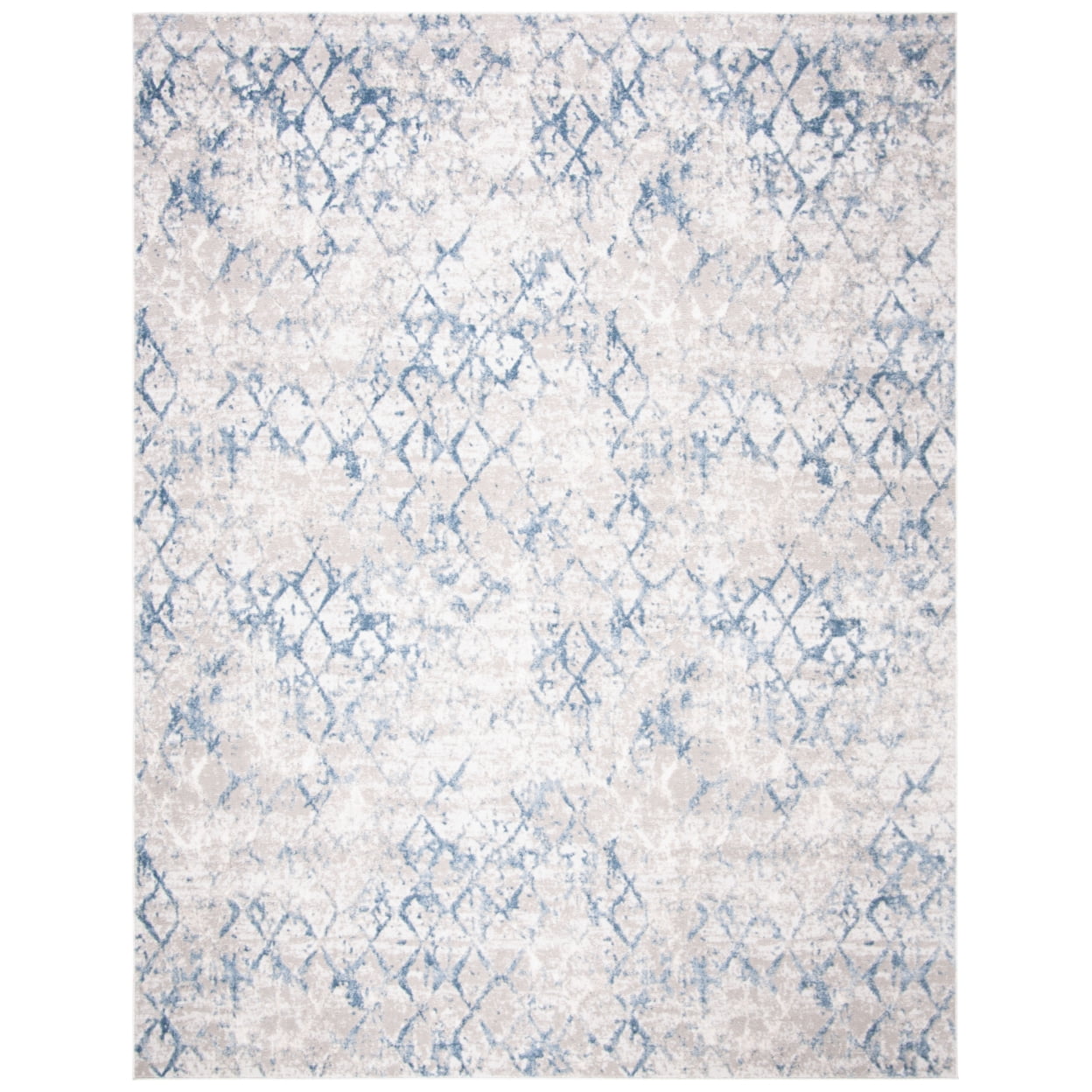 Amelia Light Grey and Blue Abstract 9' x 12' Synthetic Area Rug