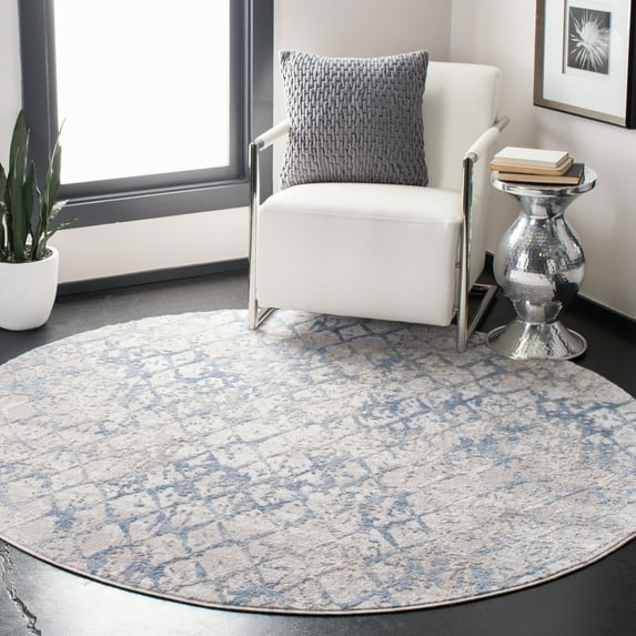 SAFAVIEH Amelia Roslyn Abstract Area Rug, Light Gray/Blue, 6'7" x 6'7" Round