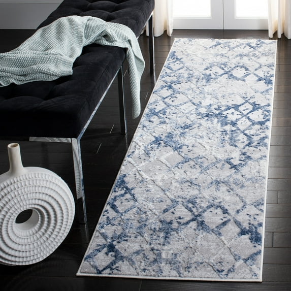SAFAVIEH Amelia Roslyn Abstract Runner Rug, Gray/Navy, 2'2" x 14'