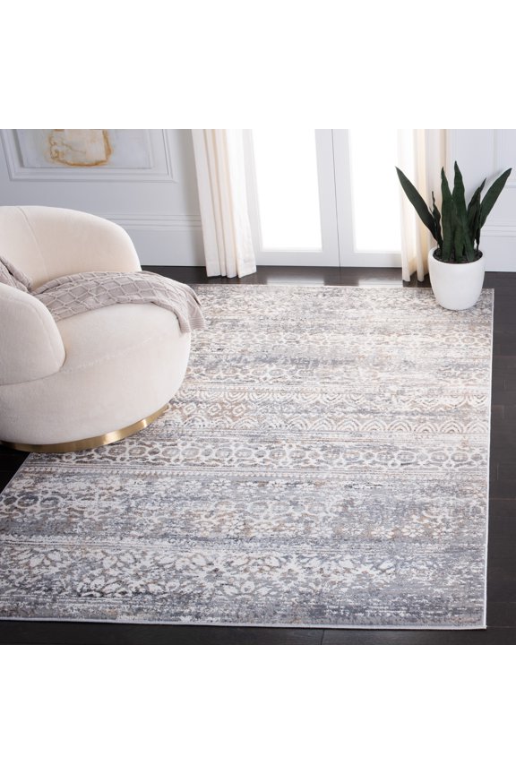 Amelia Scott Geometric Area Rug, Gray/Gold, 5'5" x 7'7"