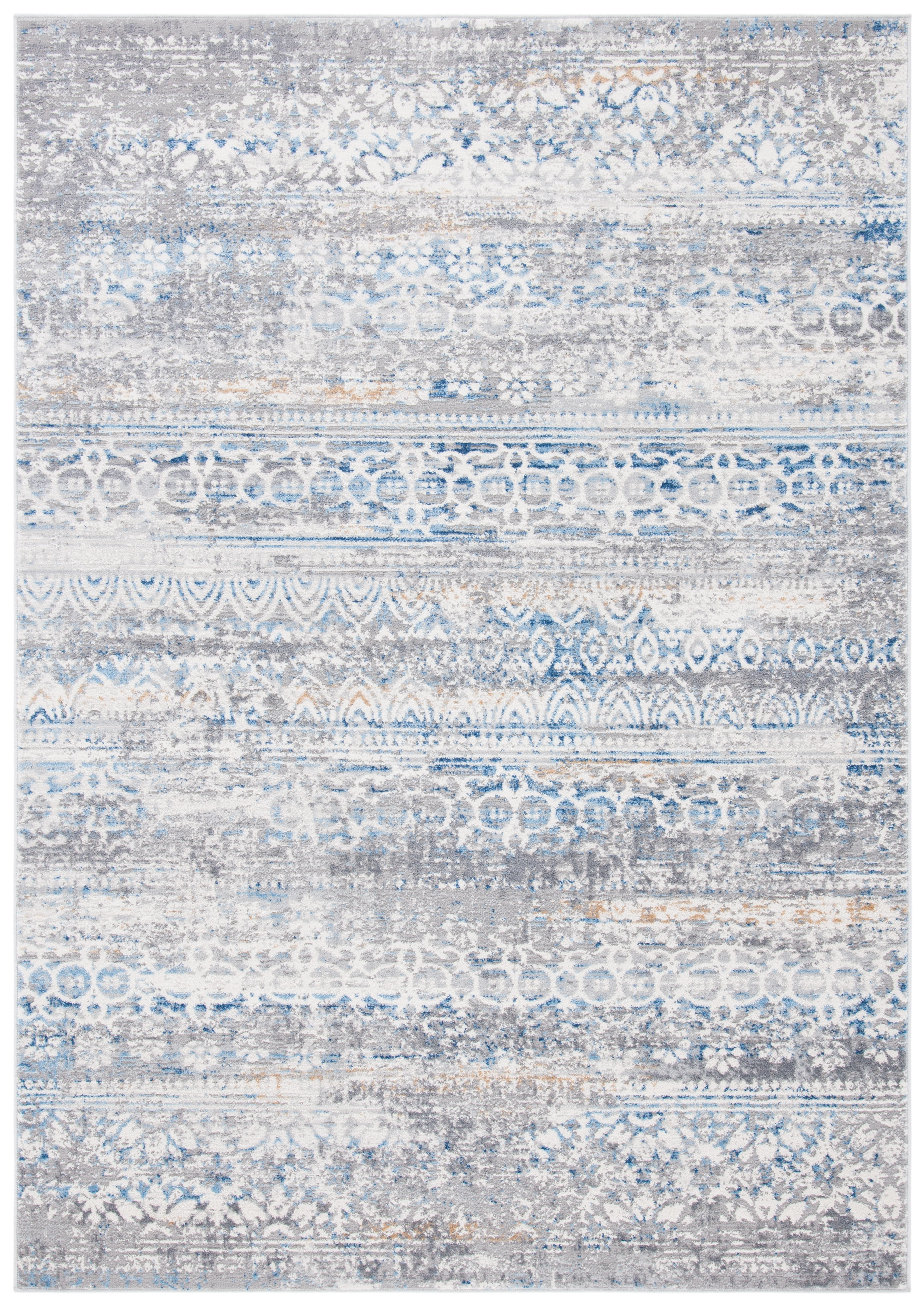 Ivory and Blue Reversible Flat Woven 8' x 10' Synthetic Rug