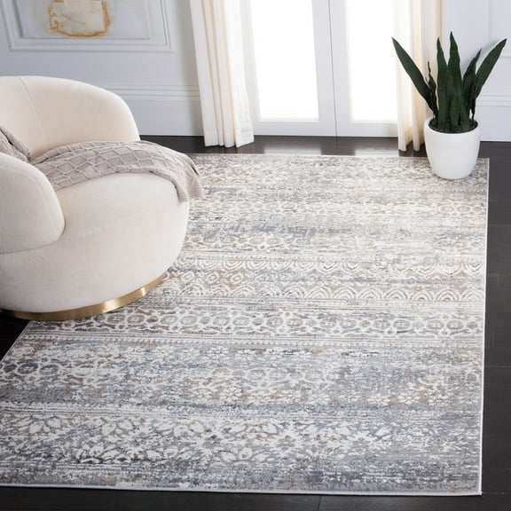 SAFAVIEH Amelia Scott Geometric Area Rug, Gray/Gold, 6'7" x 6'7" Square