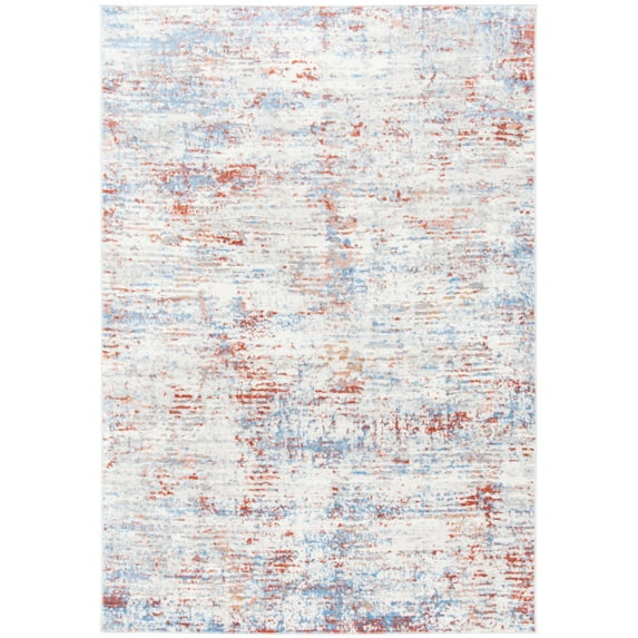 SAFAVIEH Amelia Seamus Distressed Abstract Area Rug, Ivory/Rust, 5'5" x 7'7"