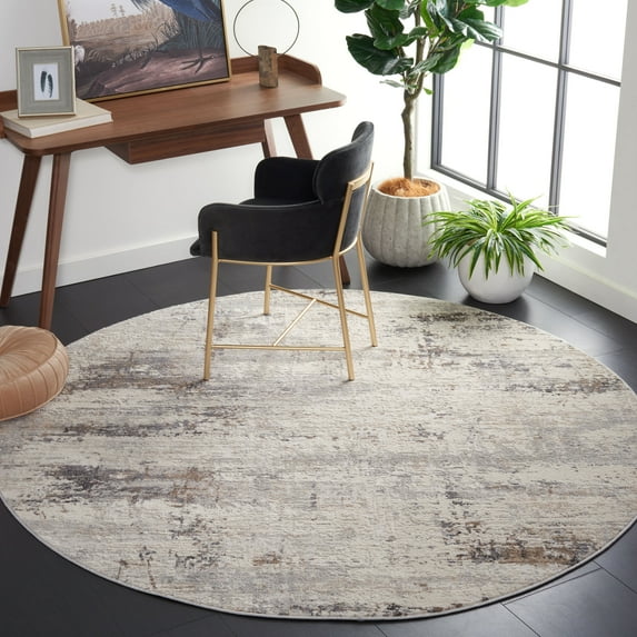SAFAVIEH Amelia Topher Abstract Area Rug, Ivory/Gray, 4' x 4' Round