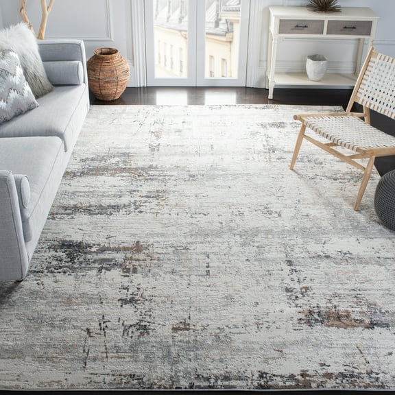 SAFAVIEH Amelia Topher Abstract Area Rug, Ivory/Gray, 8' x 8' Square