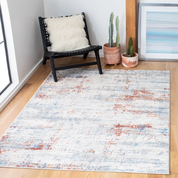 SAFAVIEH Amelia Topher Abstract Area Rug, Ivory/Rust, 9' x 12'