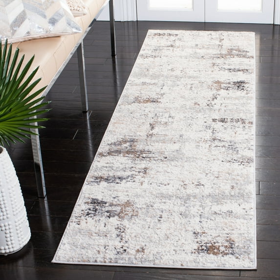 SAFAVIEH Amelia Topher Abstract Runner Rug, Ivory/Gray, 2'3" x 18'