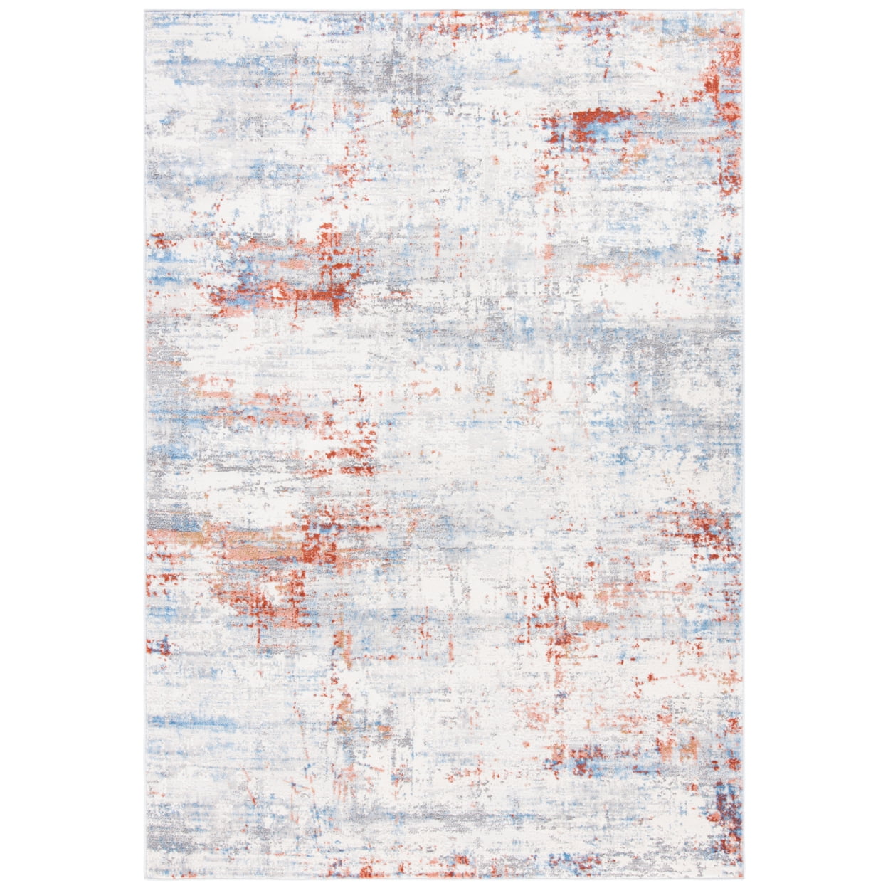 Ivory and Rust Abstract Hand-knotted Reversible Rug