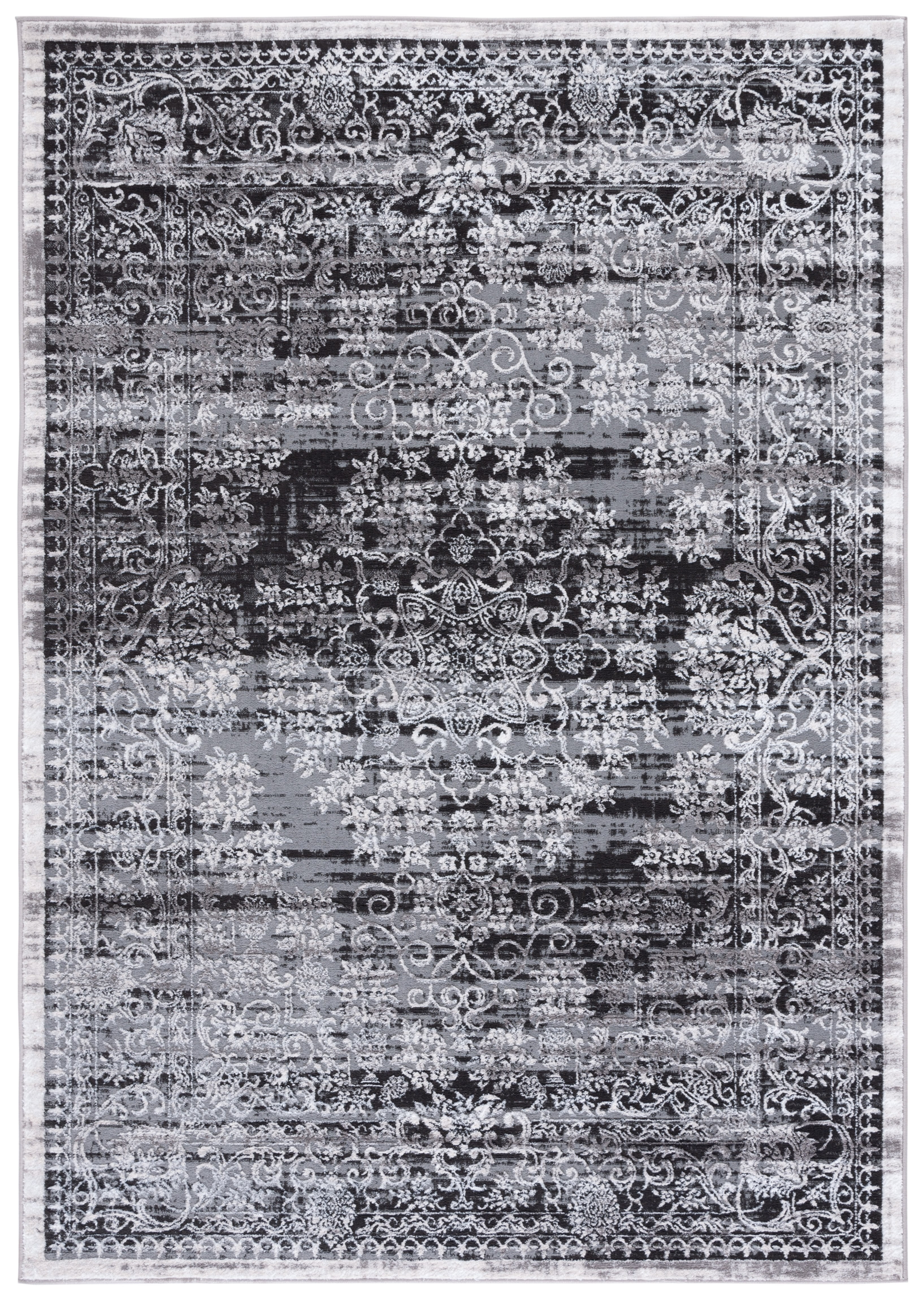 Amelia Charcoal Synthetic Low Pile Area Rug