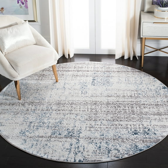 SAFAVIEH Amelia Velda Oriental Area Rug, Gray/Blue, 6'7" x 6'7" Round