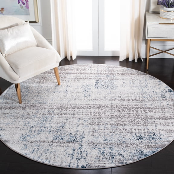 SAFAVIEH Amelia Velda Oriental Area Rug, Gray/Blue, 6'7" x 6'7" Round