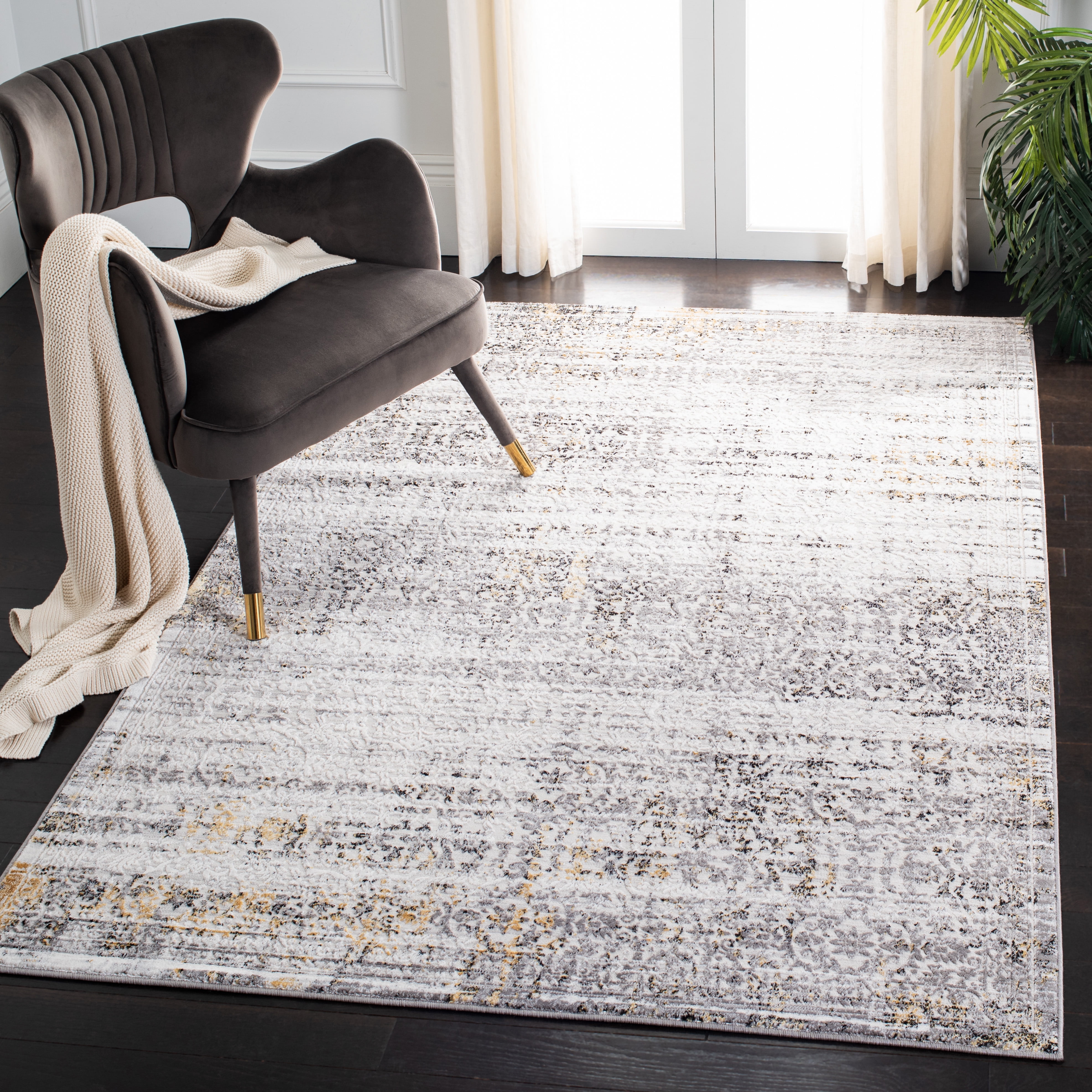 SAFAVIEH Amelia Velda Oriental Area Rug, Gray/Ivory, 4'5" x 6'5"