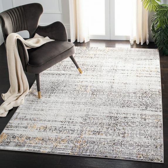 SAFAVIEH Amelia Velda Oriental Area Rug, Gray/Ivory, 6'7" x 6'7" Square