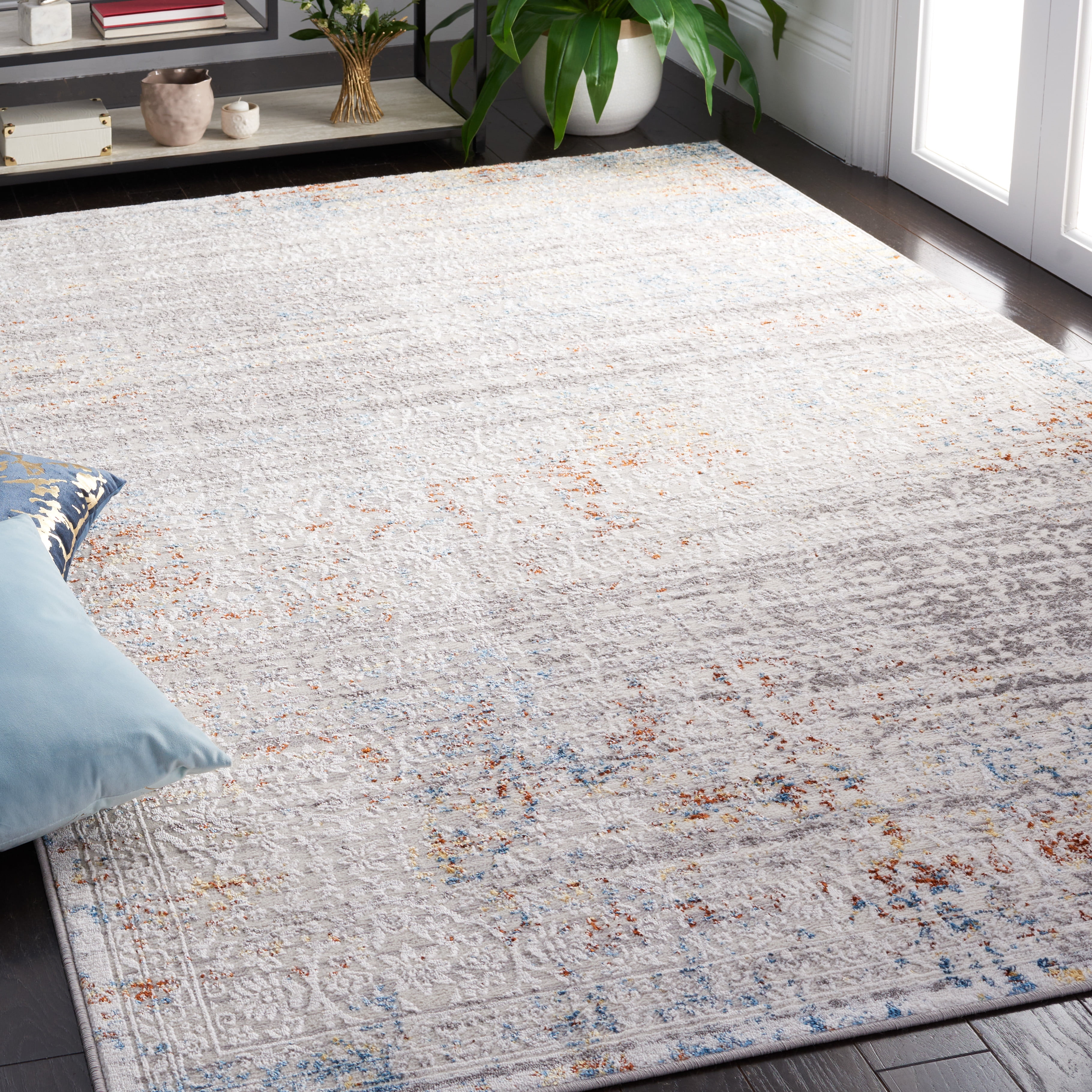 SAFAVIEH Amelia Velda Oriental Area Rug, Gray/Light Gray, 5'5" x 7'7"