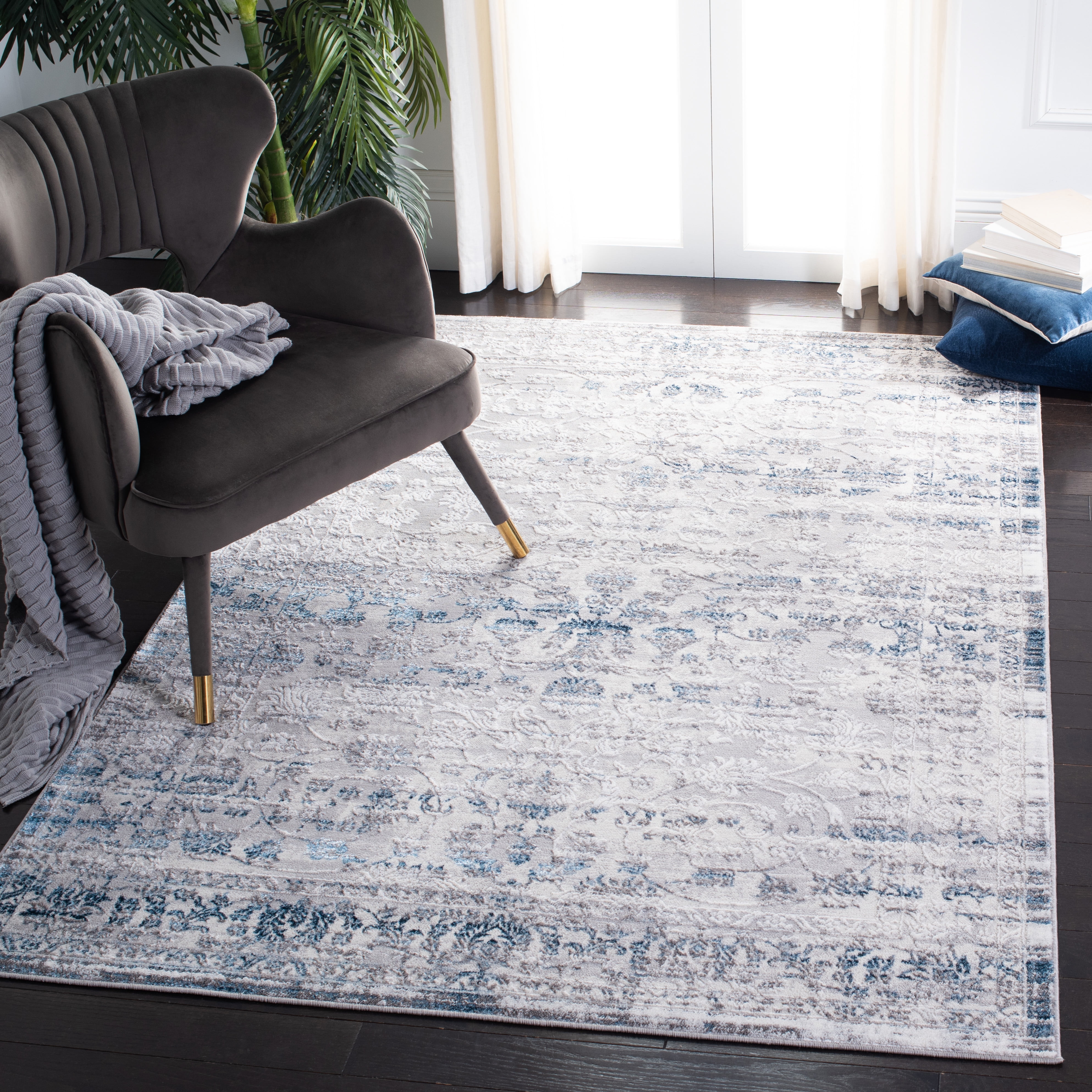 SAFAVIEH Amelia Wessex Abstract Area Rug, Gray/Blue, 4'5" x 6'5"