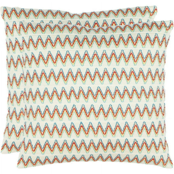 SAFAVIEH Amelia Zig Zag Pillow, 18" x 18", Yellow/Green, Set of 2