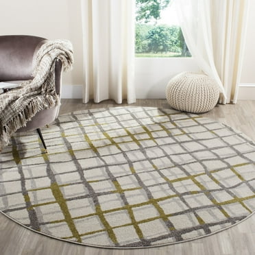 SAFAVIEH Amherst Brody Geometric Area Rug, Ivory/Light Grey, 7' x 7' Round