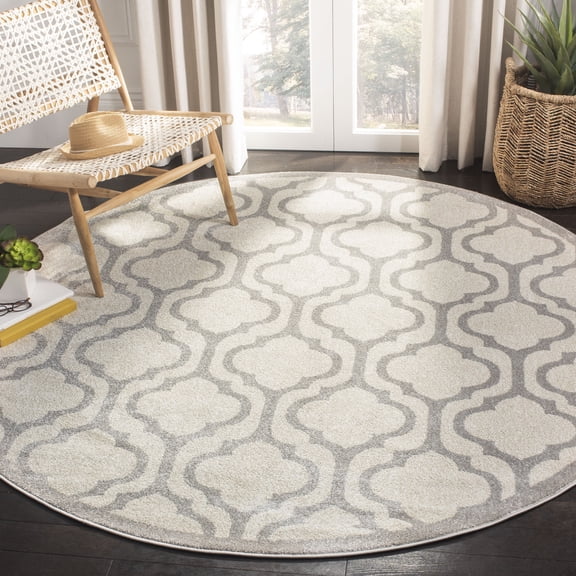 Safavieh Amherst Chandler Geometric Area Rug, Ivory/Light Gray, 7' x 7' Round