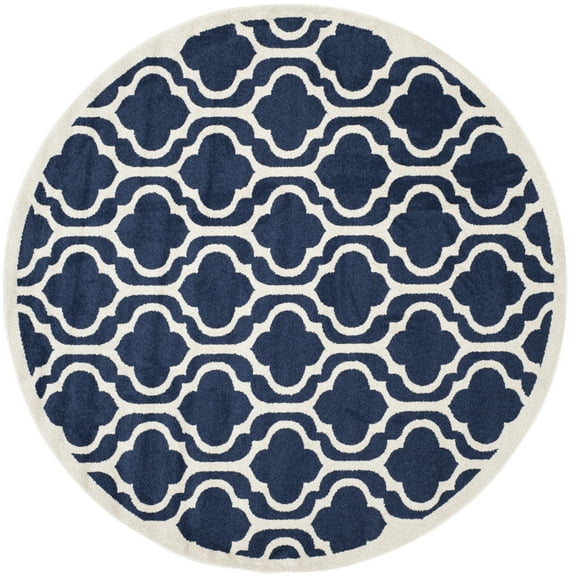 SAFAVIEH Amherst Chandler Geometric Area Rug, Navy/Beige, 7' x 7' Round
