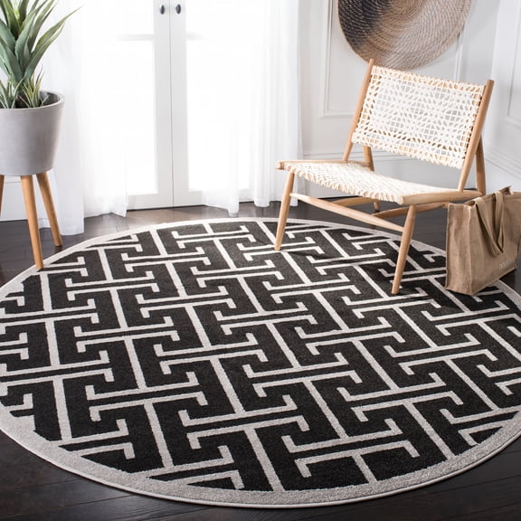 Safavieh Amherst Denton Geometric Area Rug, Anthracite/Light Gray, 7' x 7' Round