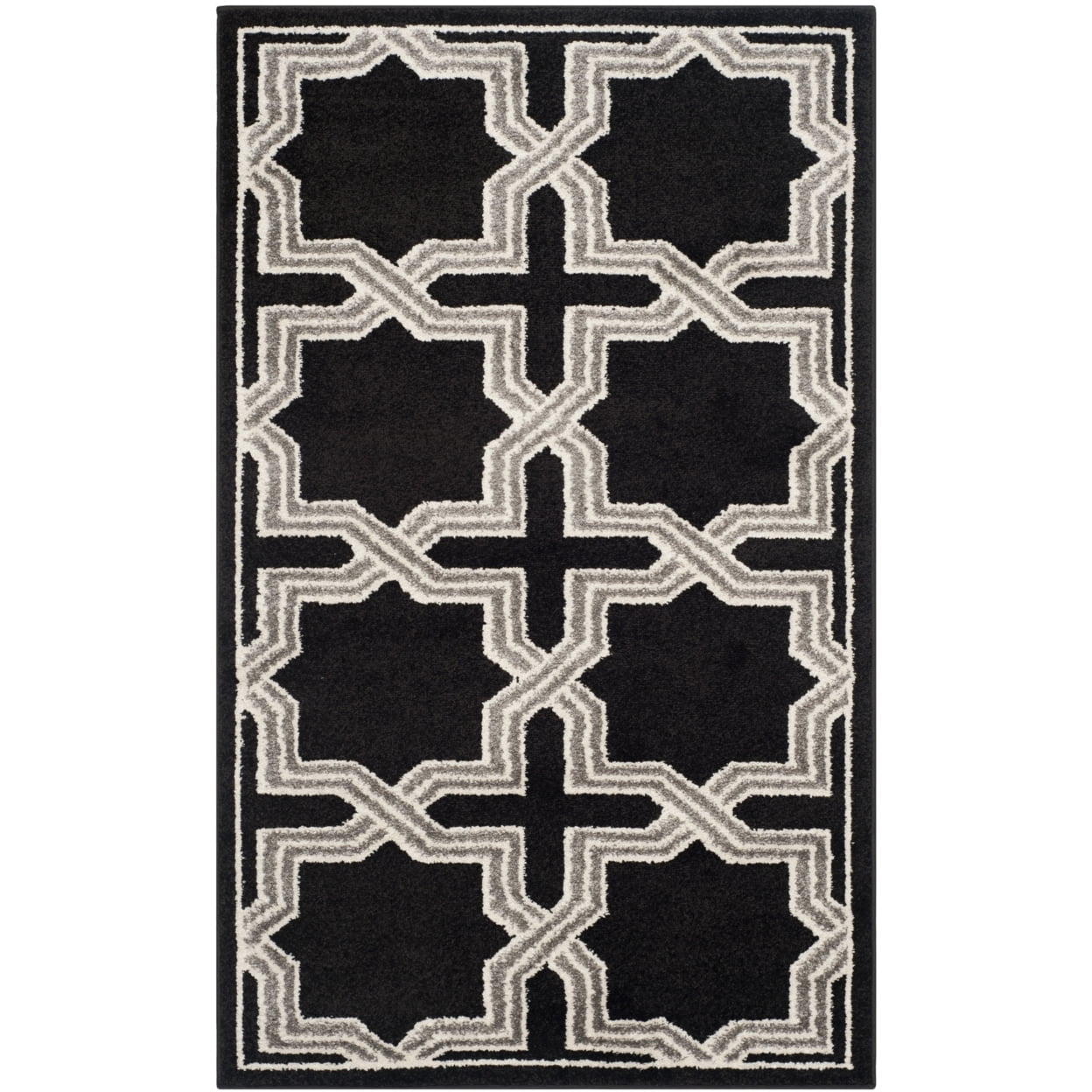 Reversible Hand-Knotted Geometric Gray Rectangular Rug 3' x 5'