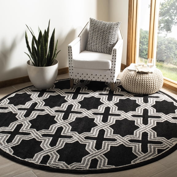 Safavieh Amherst Hermite Geometric Area Rug, Anthracite/Gray, 7' x 7' Round